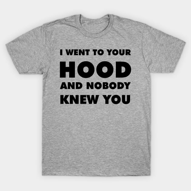 I Went To Your Hood Newschool (Black) T-Shirt by Graograman